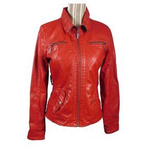 New Look Red Leather Jacket (Size Medium)